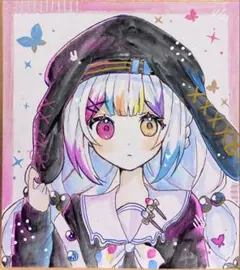 h*✨様 魔法少女ノ魔女裁判 城ヶ崎ノア 手描きイラスト 色紙 まのさば