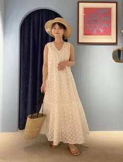 ne Quittez pas コットンボイルセダムフォイルシャーリングワンピース