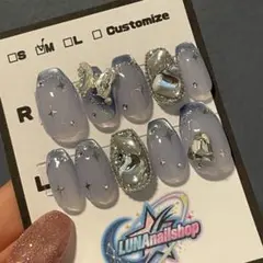 ワンホン y2kネイル マグネットフレンチ 透明感 うる艶ネイル 蝶ネイル