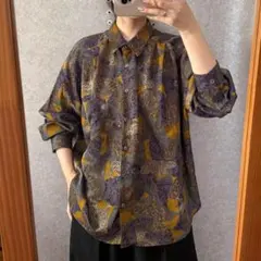 ヴィンテージ レトロ古着 ヒョウ柄オーバーサイズシャツ レオパード 渋めカラー