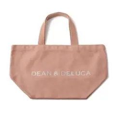 DEAN＆DELUCA♪レア　ロゴラメ入　内ポケ付トートバッグ　Sコーラルピンク