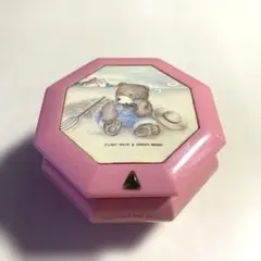 レトロ♢クマのイラスト付きピンクボックス♢オルゴール♢LADY-MATE♢日本製