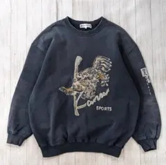 カンサイスポーツ/90's～ヴィンテージ/狛犬刺繍スウェット袖プリント/フェードのサムネイル