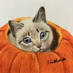 ミニ絵画 かぼちゃのおうち1