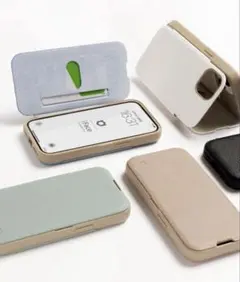 iPhone用 ベージュ 手帳型ケース カードスロット付き