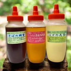 特選生はちみつ　そば・はぜ・さくらんぼ系百　国産ピュア　各300ｇ3本セットのサムネイル