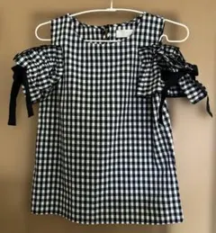 tocco closet ギンガムチェック オフショルブラウス　ブラックのサムネイル