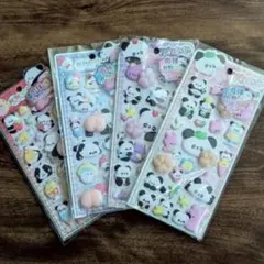 8★ 肉球 おしりぷにぷにシール ボンボン マシュマロ 3D パンダ 4枚130