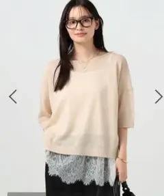 ベイフロー　レースインナーセットニット　グレージュのサムネイル