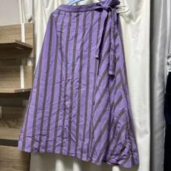 ユナイテッドアローズ　スカート　パープル　リボン　ストライプ　38