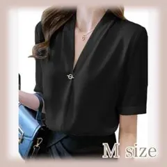 シャツ ブラウス シフォン 半袖 Vネック ゆったり 大きいサイズ ノーアイロン