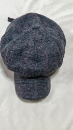 キャスケット 帽子チェックヘリンボーン　ウール50%アクリル50%
