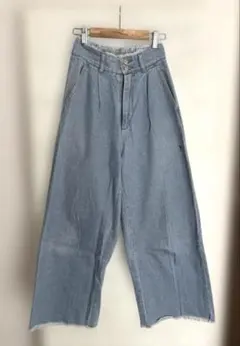 BROWNY ライトブルー ワイドレッグデニムパンツ F