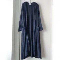 【ジェラートピケ】エアリーニット ロングカーディガン ネイビー 裾メロー仕様