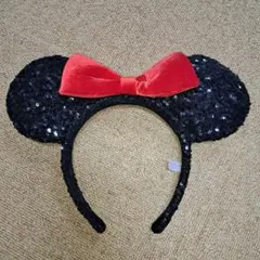 ミニーちゃんカチューシャ　スパンコール　リボン