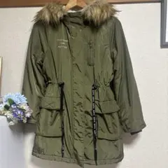 PINK-LATTE オリーブ色ファー付きコート160