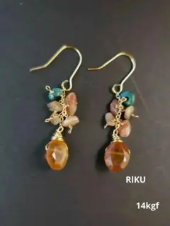 天然石ガーネットフックピアス