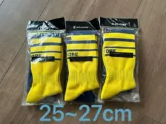 N★黄色25 ACUORE サッカーソックス 25〜27cm 3足セット