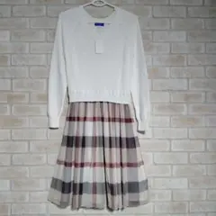 新品未使用 ブルーレーベルドッキングワンピース ニット シフォン