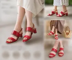 【美品】DIANA WELL FIT エナメルサンダル ダイアナ 21.5cm