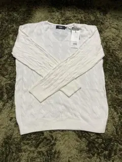 【限定値下げ】AZUL BY MOUSSY ケーブルニットセーター ホワイトのサムネイル