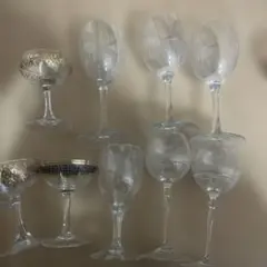 倉庫整理品!!昭和レトロな不揃いワイングラスカクテルグラス9個セット