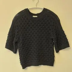 H&M 半袖 ニット クルーネックセーターブラック XSサイズのサムネイル