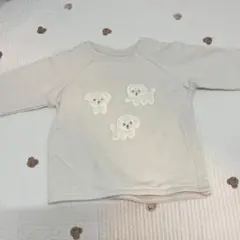 H&M 犬刺繍 ベージュ 前開きトレーナー 4-6m