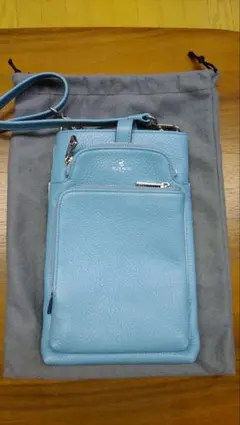 ペレボルサ♪水色(ミント)レザー スマホショルダーバッグ