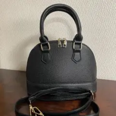 2way ドーム型ミニバッグ 黒　卒入学 セレモニー フォーマル　合皮　底鋲付き