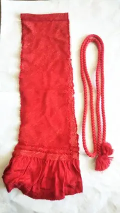 【昭和レトロ】上品なレッド・赤色の帯締め・帯揚げ　2点セット
