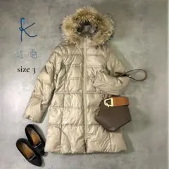 【組曲】ファー付ダウンコート ベージュ系 3 L相当