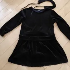 COMME CA ISM 黒 ベルベット ワンピース 130A