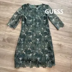 美品★GUESS 総レース ワンピース グリーン 七分袖 パーティードレスのサムネイル