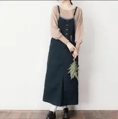 LARU ツイルサロペット スカート デニム マキシ丈 大きいサイズ