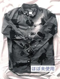 【美品】海外ビンテージ　黒猫プリント 長袖シャツ