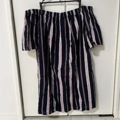Forever 21　ストライプ　オフショルダー　ミニワンピース　M