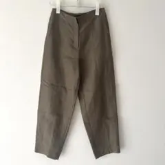 未使用級リネン100%】ZINI ツータック ワイドパンツ オリーブベージュ 