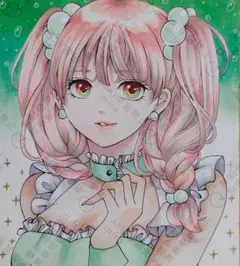 【08】手描きイラスト　オリジナル　アナログ　小色紙