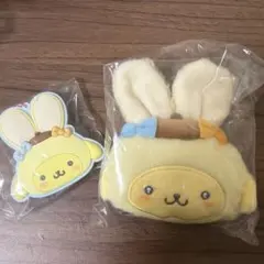 サンリオ うさぎの会 ポムポムプリン ミニポーチ ラバーミラーキーホルダー 新品