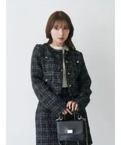 新品 MERCURYDUO オリジナルツイードノーカラージャケット