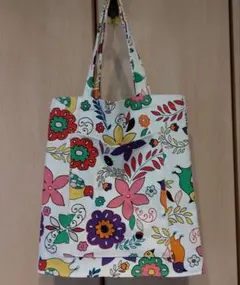 【ハンドメイド】トートバッグ 外ポケット付き