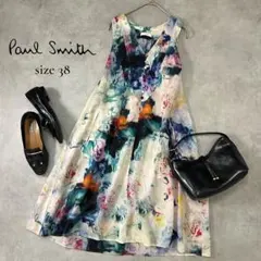 Paul Smith 総柄ノースリーブ Aラインワンピース 38 M相当 Paul Smith 総柄ノースリーブ Aラインワンピース 38 M相当 - メルカリ