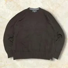 ジ*ミ様 エディーバウアー コットンニットセーター USメンズ 肉厚ダークブラウ