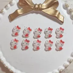 キティちゃん 赤 ネイルパーツ 10個セット