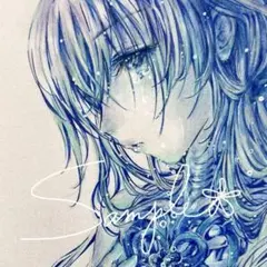 手描き イラスト オリジナル 原画 木瓜結び 女の子