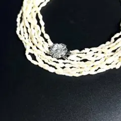 美品✨ 真珠ネックレス　パール　バロック　ライスパール　5連　Silver刻印