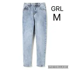 GRL M ハイウエストデニム テーパードデニムパンツ