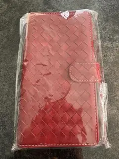 AQUOS sense 7 plus 手帳型ケース レッド 編み込みデザイン