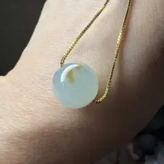 本翡翠、レア天然金運アップビーズネックレス